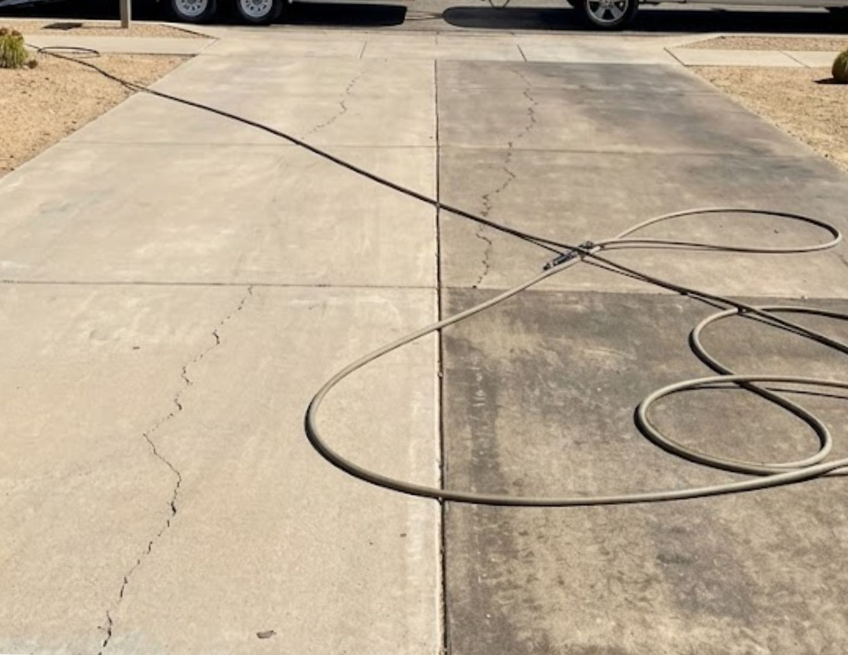 Driveway power washing results Yuma AZ — before and after